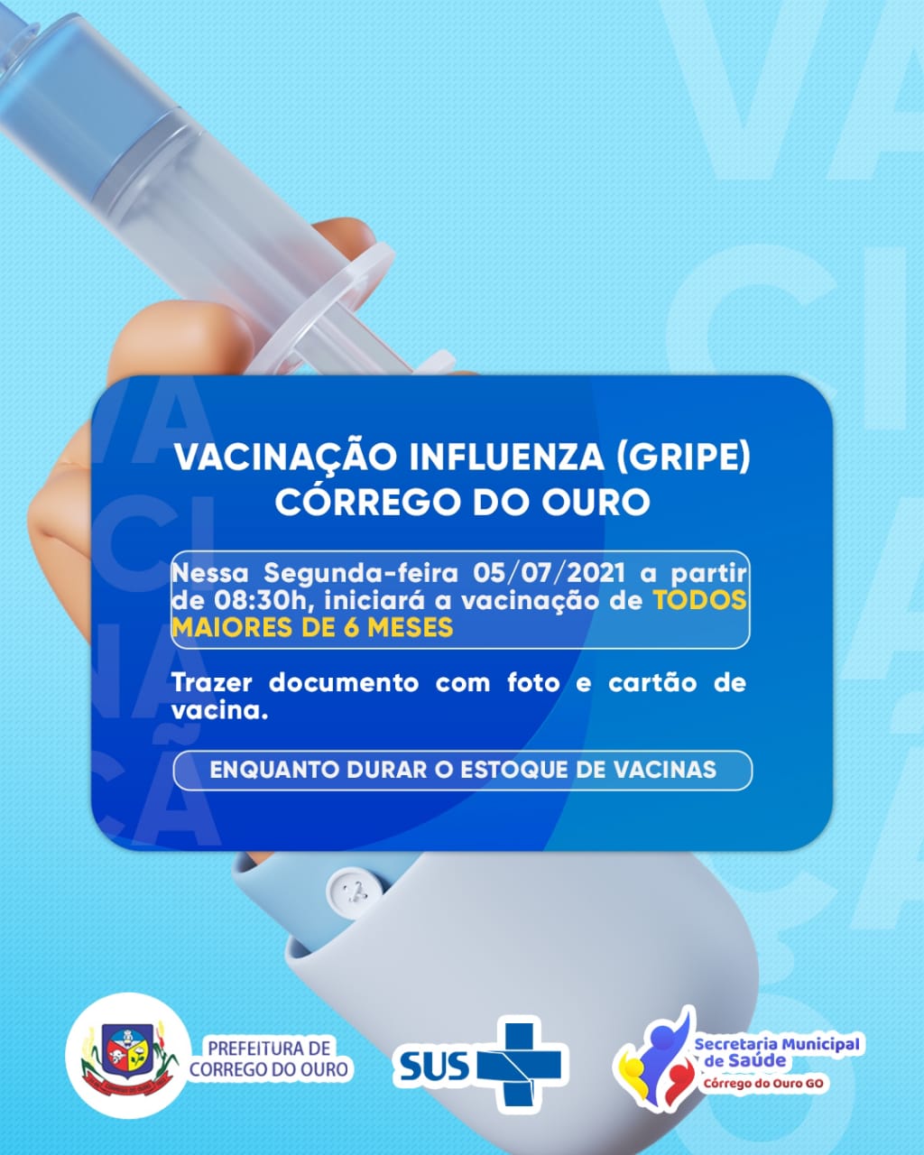 Vacinação Influenza (Gripe) Córrego do Ouro