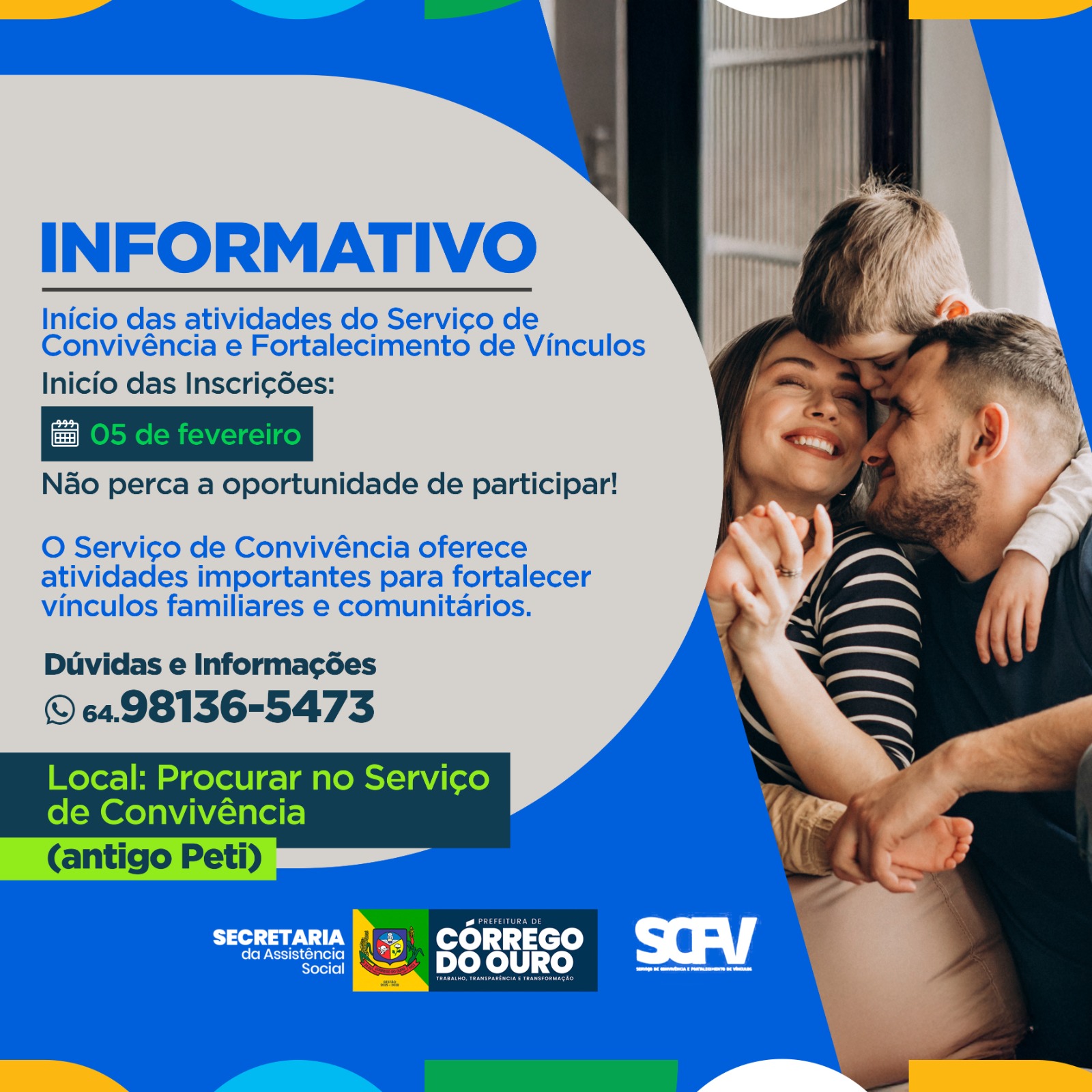 O Serviço de Convivência e Fortalecimento de Vínculos está com inscrições abertas!